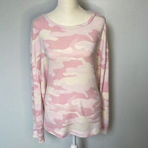 Time and Tru bubble gum pink and cream military print sweater.  Size XL.